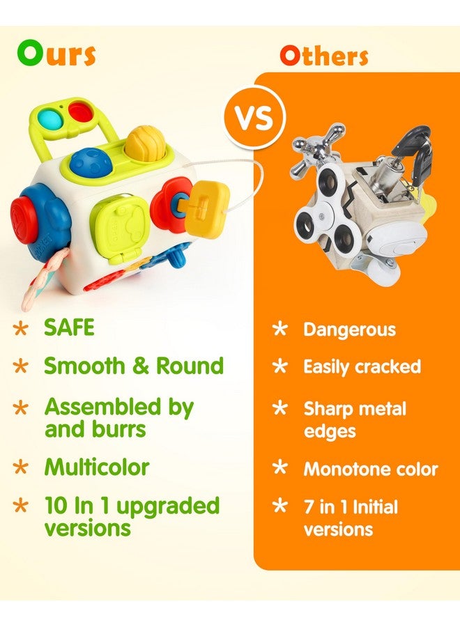Vanmor Busy Cube For Toddlers Kids, Montessori Sensory Activities Busy Board, 10 In 1 Fidget Cube Autism Learning Travel Toys, Baby Gifts For Christmas - Image 5
