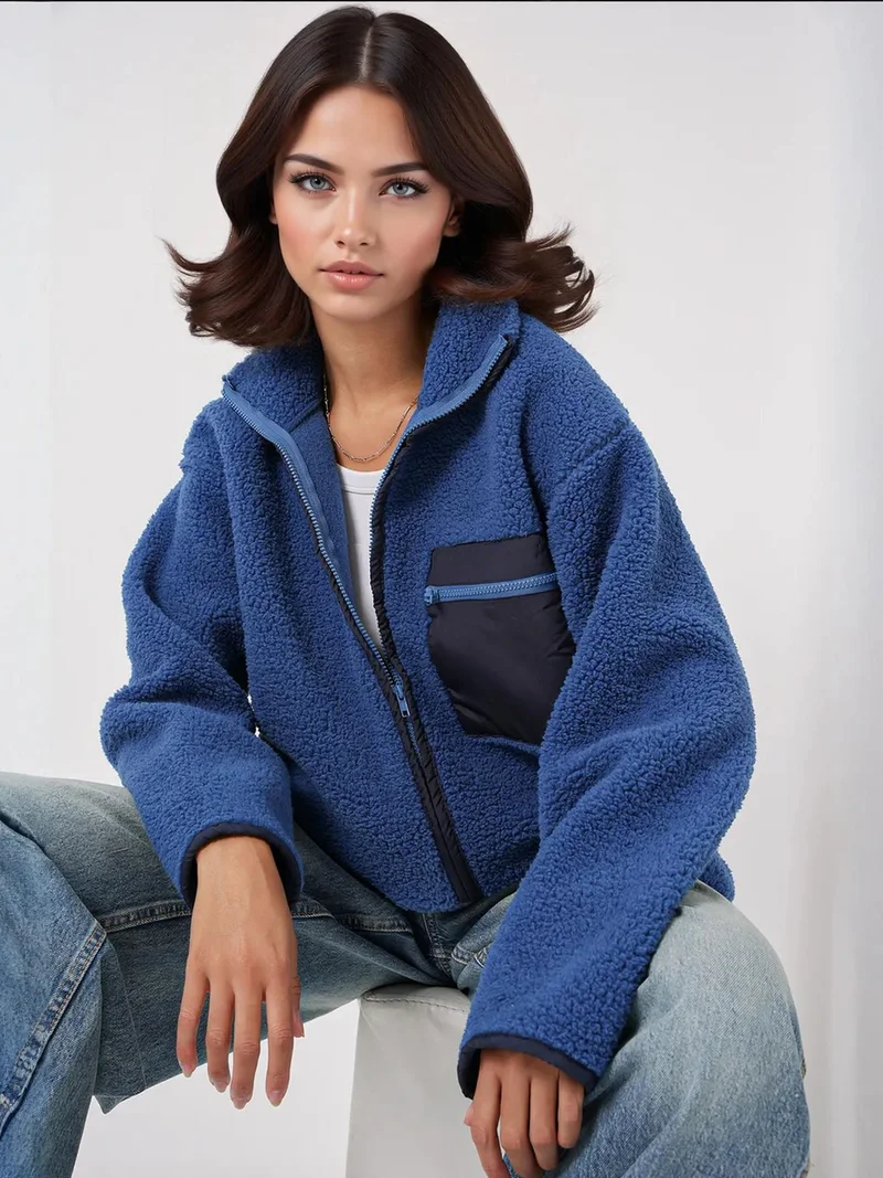 BIG DART BDART Pocket Detailed Oversized Plush Coat