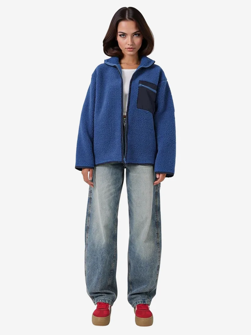 BIG DART BDART Pocket Detailed Oversized Plush Coat