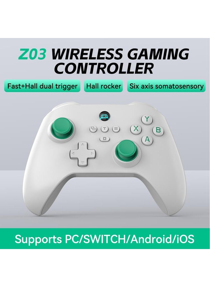 Z03 Wireless Game Controller with Hall Joysticks, Dual Trigger Keys, and Motion Sensing, for SWITCH, Android, iOS, PC Game Controllers (White) - Image 2