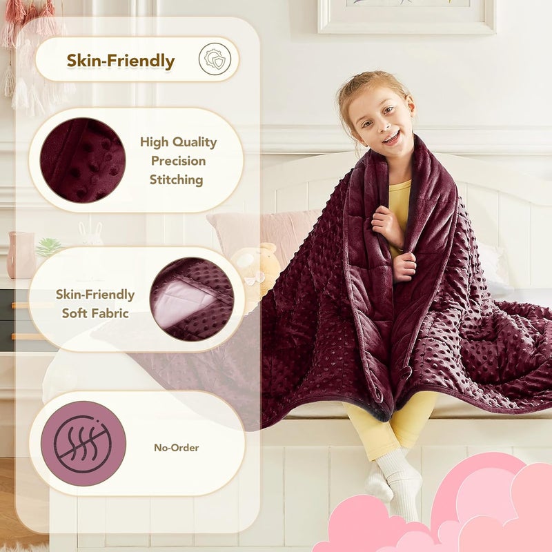 CuteKing بطانية مرجحة من - 40x60 بوصة 10 أرطال بطانية ثقيلة من نوع Minky Dots مع خرز زجاجي ناعم وقابل للتنفس لجميع الفصول الصيف والخريف والشتاء سميكة ومريحة للنوم - Image 5