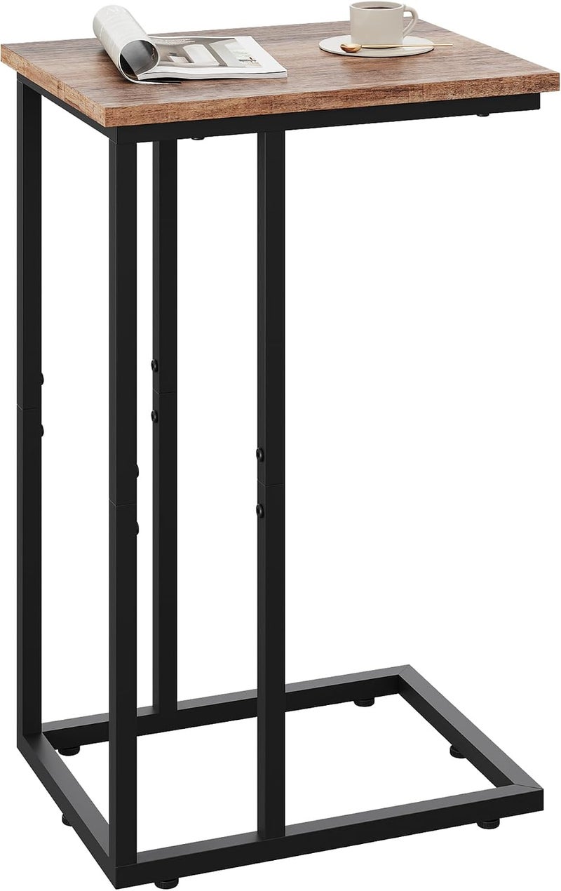 Wlive Side Table, C Shaped End Table for Couch, Sofa and Bed, Large Desktop C Table for Living Room, Bedroom, Brown - Image 1