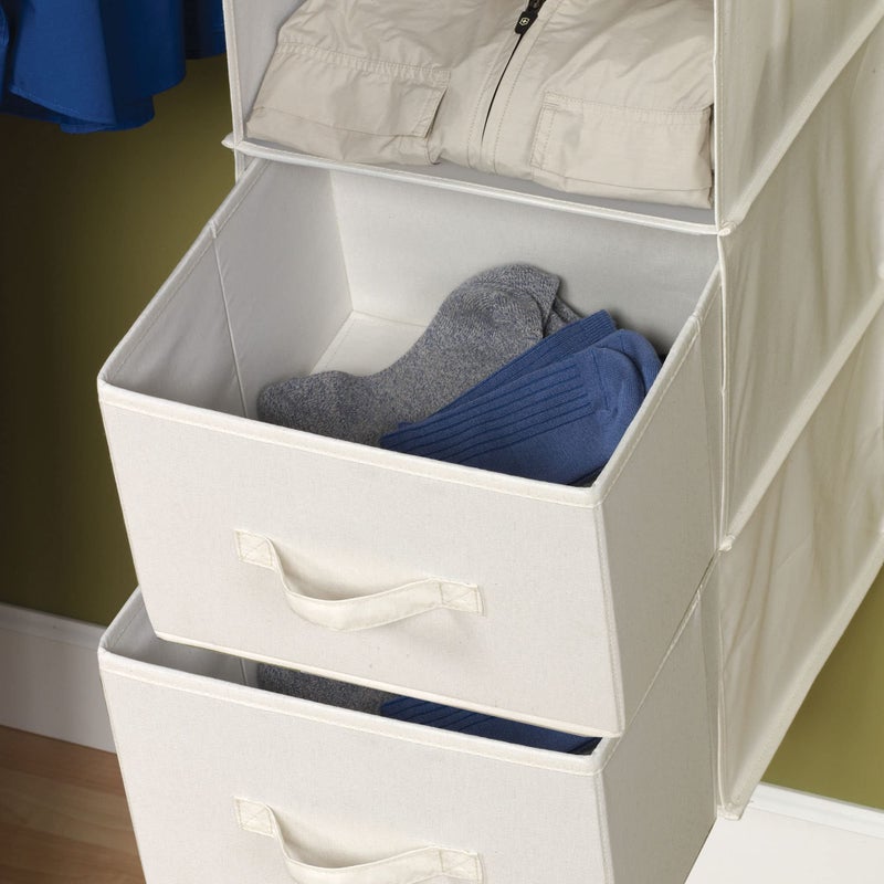 Household Essentials 311306 Set of 2 Drawers for Hanging Shelf Closet Organizers | Natural Canvas Fabric Bin with Handle - Image 3