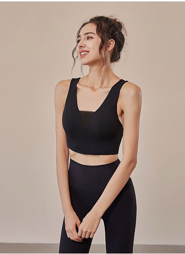 NIBEMINENT - Running Fitness Yoga Bra And Pants Two-piece Set Gather High Waist Hip Hip Slim Stretch Sportswear Suit - Image 1