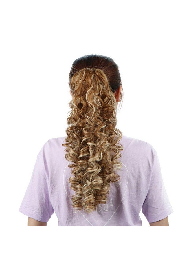 Aicker Jaw Claw Clip In Ponytail - Synthetic Fiber Ponytails Clips On Hair Extensions Curly Wavy Pony Tail Hairpieces for Women Girls (Blonde Mixed Brown Color) - Image 2