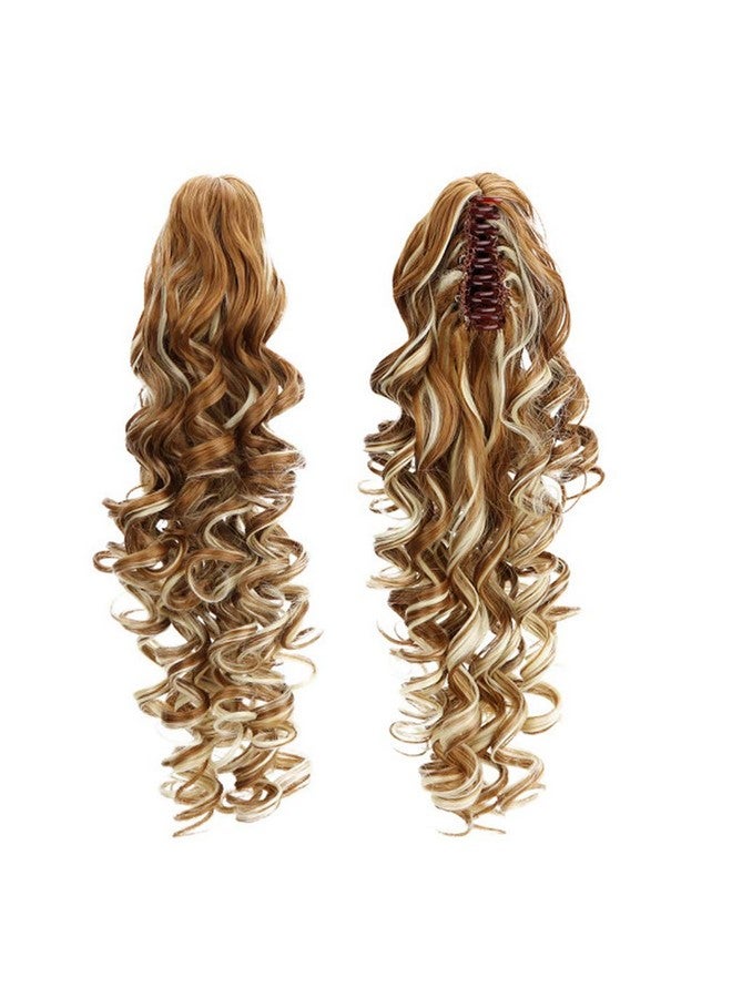 Aicker Jaw Claw Clip In Ponytail - Synthetic Fiber Ponytails Clips On Hair Extensions Curly Wavy Pony Tail Hairpieces for Women Girls (Blonde Mixed Brown Color) - Image 5