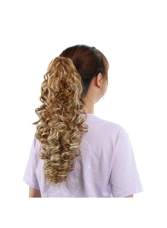 Aicker Jaw Claw Clip In Ponytail - Synthetic Fiber Ponytails Clips On Hair Extensions Curly Wavy Pony Tail Hairpieces for Women Girls (Blonde Mixed Brown Color) - Image 4