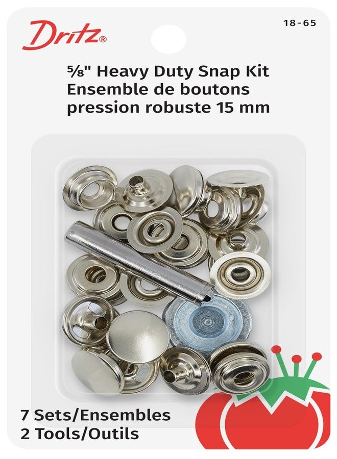 Dritz 18-65 Heavy Duty Snap Fastener Kit, Size 24 (5/8-Inch), Nickel-Plated Brass, 7 Sets - Image 1
