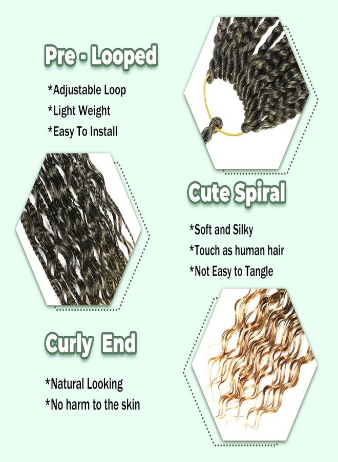 Opini Goddess Box Braid Crochet Hair for Black Women 8 Packs Boho Box Braids Pre Looped Bohemian Braid Hair Extension with Natural Looking Curls Ends (1B/27# 18Inch) - Image 3