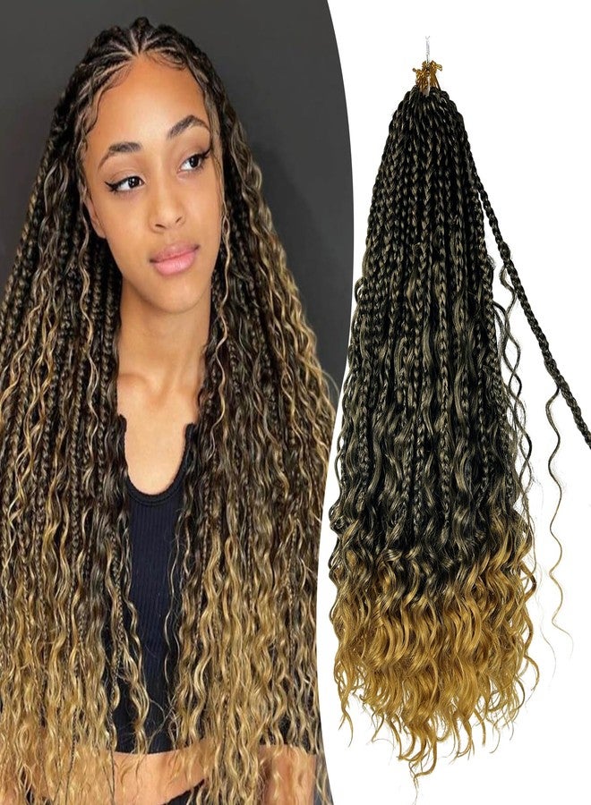 Opini Goddess Box Braid Crochet Hair for Black Women 8 Packs Boho Box Braids Pre Looped Bohemian Braid Hair Extension with Natural Looking Curls Ends (1B/27# 18Inch) - Image 1