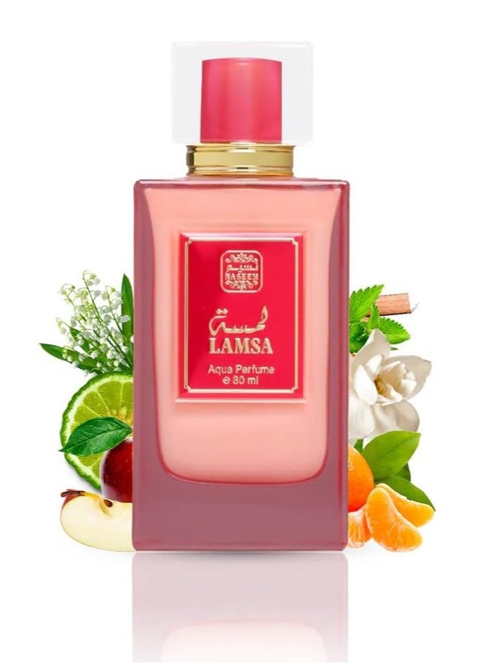Naseem Lamsa Aqua Perfume Spray 80ml - Discover a Luxurious Blend of Sweet Apples, Blooming Blossoms, Spicy Sandalwood, & Tangy Oranges for an Elegant, Long-Lasting Fragrance  - Image 3