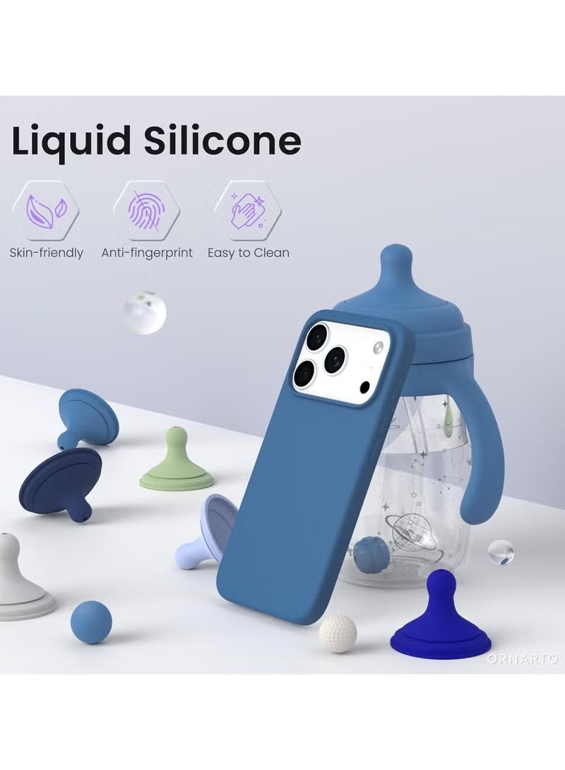 TIGER Slim Silicone Case Compatible with iPhone 17 Pro – Premium Liquid Silicone Protective Phone Case Featuring Soft Rubber Shockproof Bumper and TPU Lining for Enhanced Drop and Scratch Protection – Stylish Blue Cover - Image 2