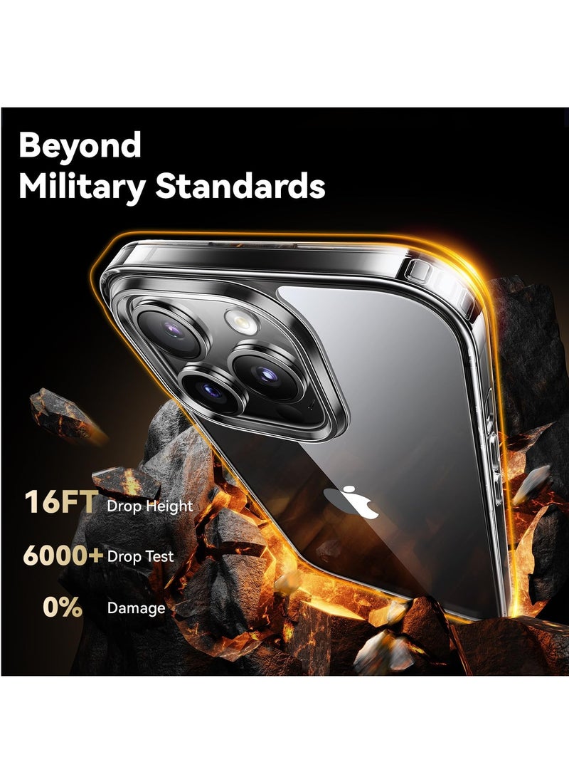 DUSALA Diamond Clear for iPhone 14 Pro Case with 2X Screen Protector + 2X Camera Lens Protector, [Not Yellowing][Military-Grade Protective] Slim Thin Shockproof Phone Case for iPhone 14 Pro, Clear - Image 3