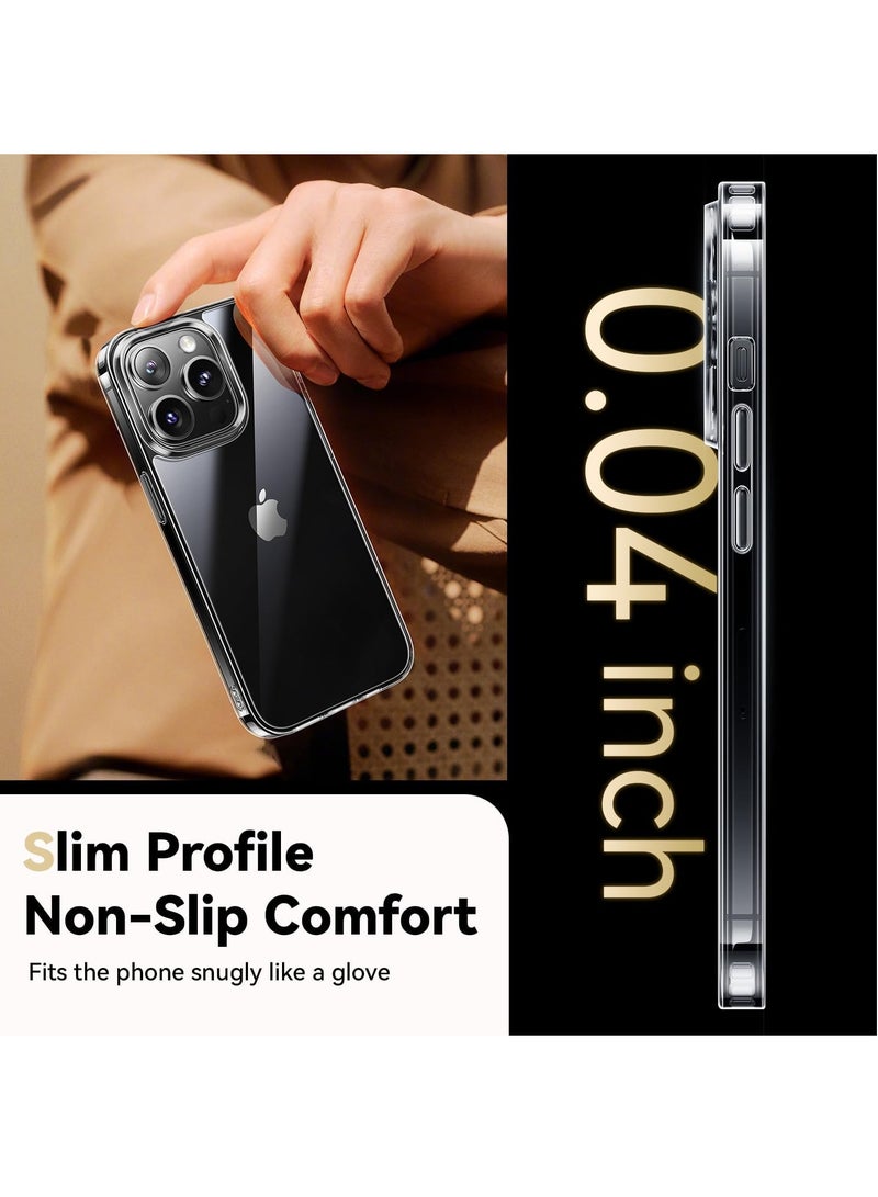 DUSALA Diamond Clear for iPhone 14 Pro Case with 2X Screen Protector + 2X Camera Lens Protector, [Not Yellowing][Military-Grade Protective] Slim Thin Shockproof Phone Case for iPhone 14 Pro, Clear - Image 5