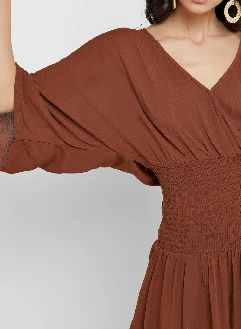 FOREVER 21 Smocked Surplice Dress
