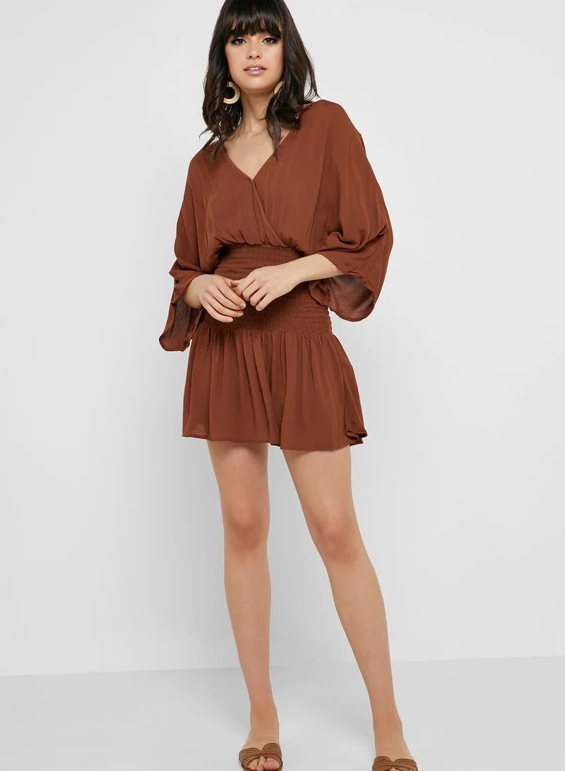 FOREVER 21 Smocked Surplice Dress