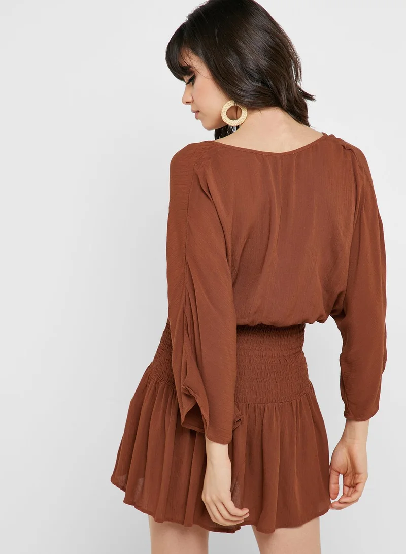 FOREVER 21 Smocked Surplice Dress
