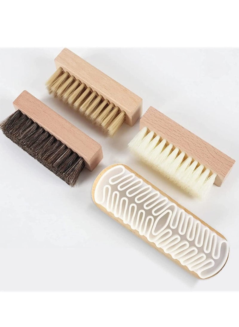 Excefore Shoe Cleaner Brush Set, Crepe Suede Brush, Natural Horsehair Bristles Brush, Medium Soft Bristles and Nylon Shoe Brush, Perfect for Variety of Leather, Bags, Boots and Shoes - Image 1