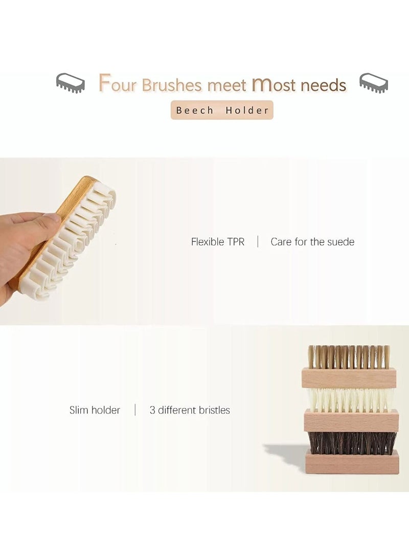 Excefore Shoe Cleaner Brush Set, Crepe Suede Brush, Natural Horsehair Bristles Brush, Medium Soft Bristles and Nylon Shoe Brush, Perfect for Variety of Leather, Bags, Boots and Shoes - Image 4