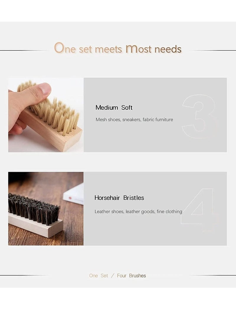Excefore Shoe Cleaner Brush Set, Crepe Suede Brush, Natural Horsehair Bristles Brush, Medium Soft Bristles and Nylon Shoe Brush, Perfect for Variety of Leather, Bags, Boots and Shoes - Image 3
