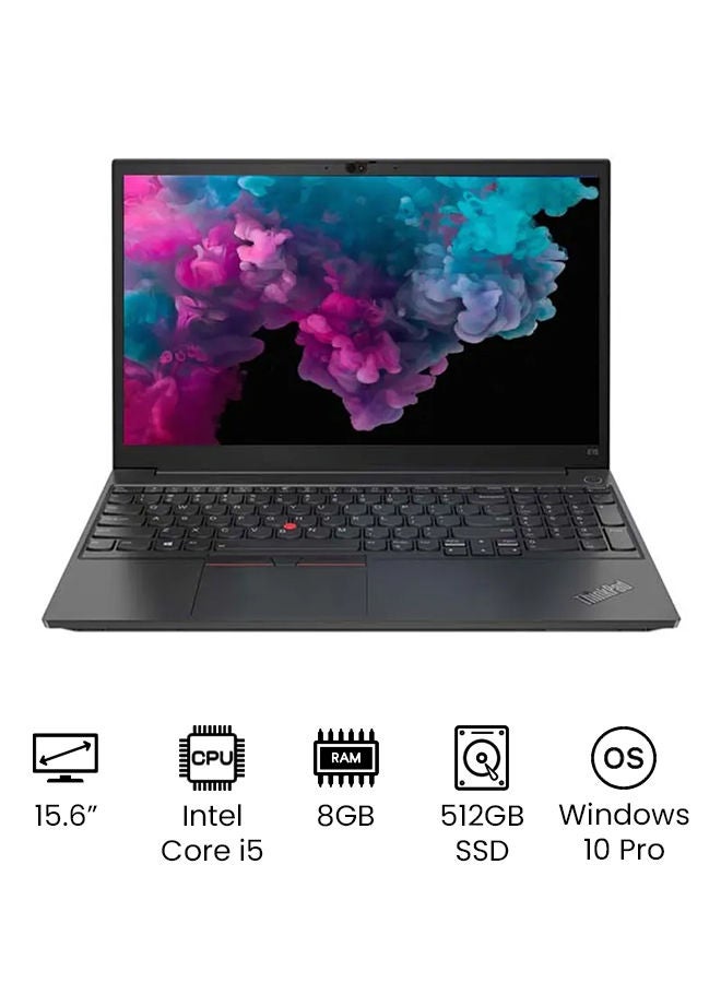 (Upgraded Version) ThinkPad E15 With 15.6-Inch IPS Full HD Display/ Core i5-1135G7 (2.4GHz) 11th Gen Processor/ 8GB RAM DDR4/ 512GB SSD/ Intel Iris Xe / Windows 10 Pro /International Version/ English/Arabic Black English/Arabic Black