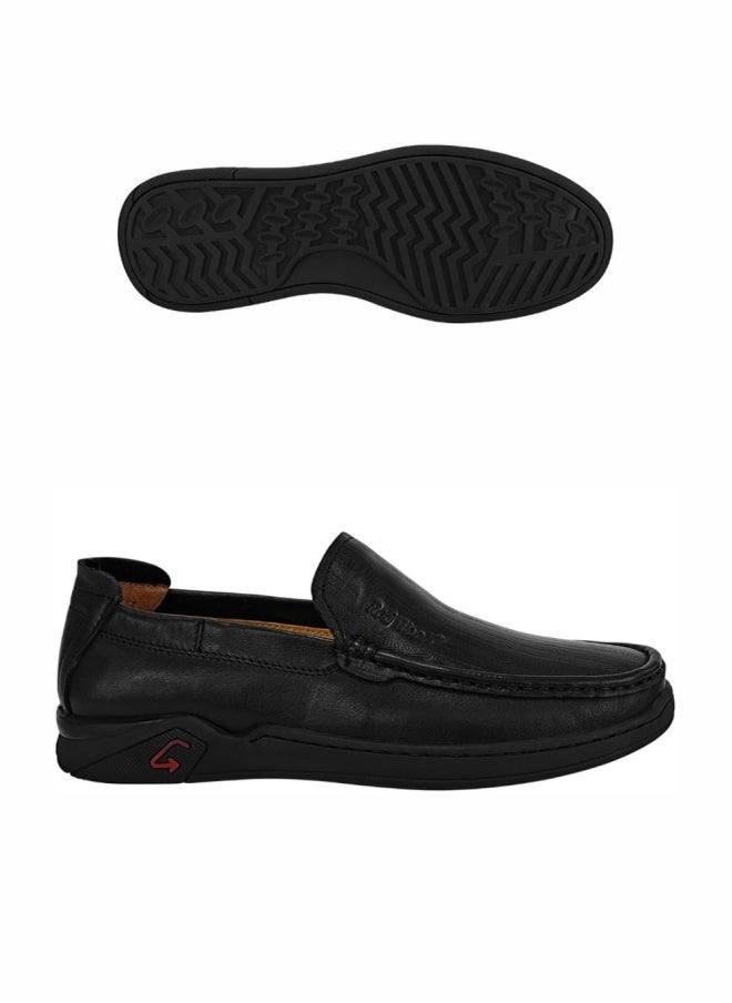 Men’s Genuine Leather Black Slip-On Comfort Shoes LS24020170B