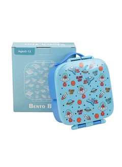 hibobi Portable Kids Lunch Box with Food Grade Silicone, 3-Compartment Large Storage Space, Leak proof, Microwave, Dishwasher, Freezer Safe, Bpa-Free, Blue  - Image 1
