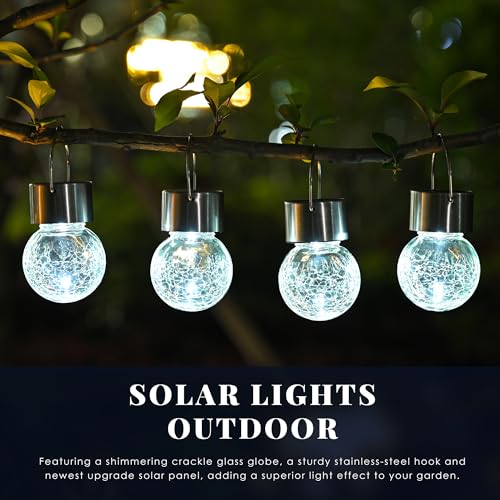 Solpex 12 Pack Hanging Solar Lights Outdoor,Solar Outdoor Lights Decorative, Solar Powered Waterproof Lights, Hanging Globe Light for Garden, Yard, Patio, Lawn, Flower Bed(Cold White) - Image 2
