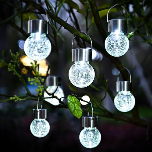 Solpex 12 Pack Hanging Solar Lights Outdoor,Solar Outdoor Lights Decorative, Solar Powered Waterproof Lights, Hanging Globe Light for Garden, Yard, Patio, Lawn, Flower Bed(Cold White) - Image 1