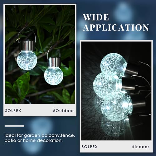Solpex 12 Pack Hanging Solar Lights Outdoor,Solar Outdoor Lights Decorative, Solar Powered Waterproof Lights, Hanging Globe Light for Garden, Yard, Patio, Lawn, Flower Bed(Cold White) - Image 4