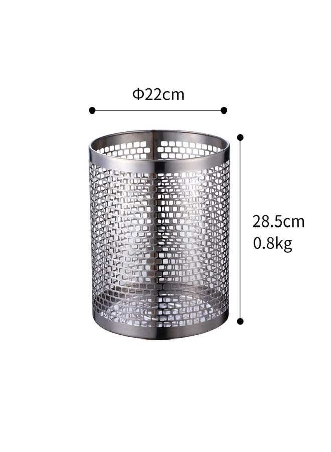 Hollow Stainless Steel Trash Can, Open Top Metal Waste Bin, Simple Desk Storage Bucket for Office Bathroom Bedroom