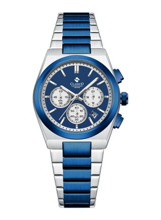 Eclipse Couple Edition – Sapphire Blue and Brushed Silver Dual Tone – 6-Hands Chronograph Watch with Steel Strap – Waterproof Design – Watch Gift Set 40mm & 32mm - view 3