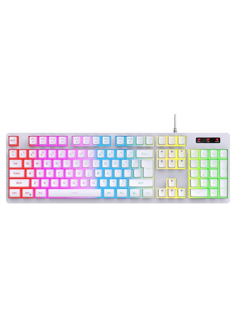 HXSJ L200 Gaming Membrane Keyboard Pudding Keycap Wired RGB Backlight Manipulator Feel Computer Keyboard Cross-border Spot
