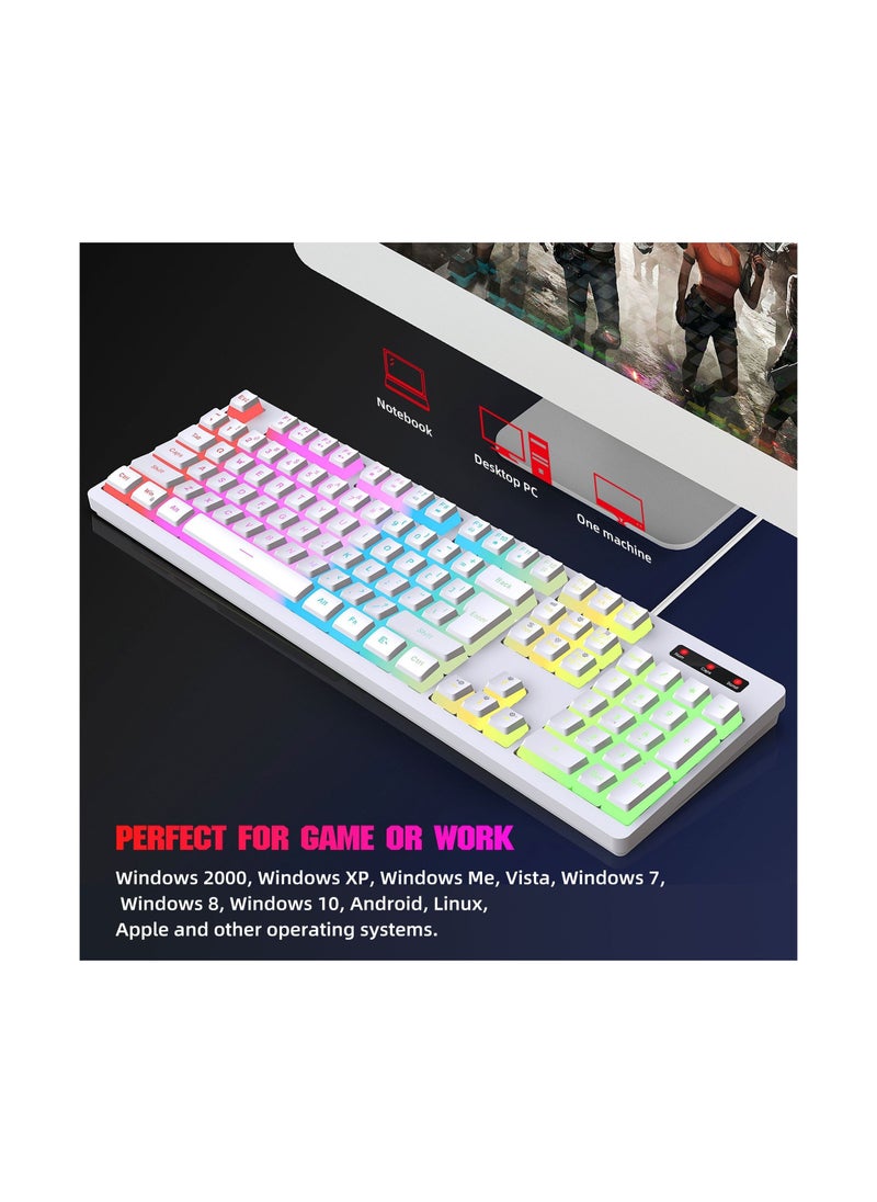 HXSJ L200 Gaming Membrane Keyboard Pudding Keycap Wired RGB Backlight Manipulator Feel Computer Keyboard Cross-border Spot
