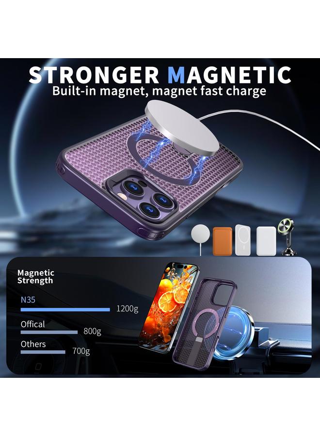 S-TOP Case For iPhone 16 Pro Max Honeycomb Cooling MagSafe Holder Phone Case - Image 2