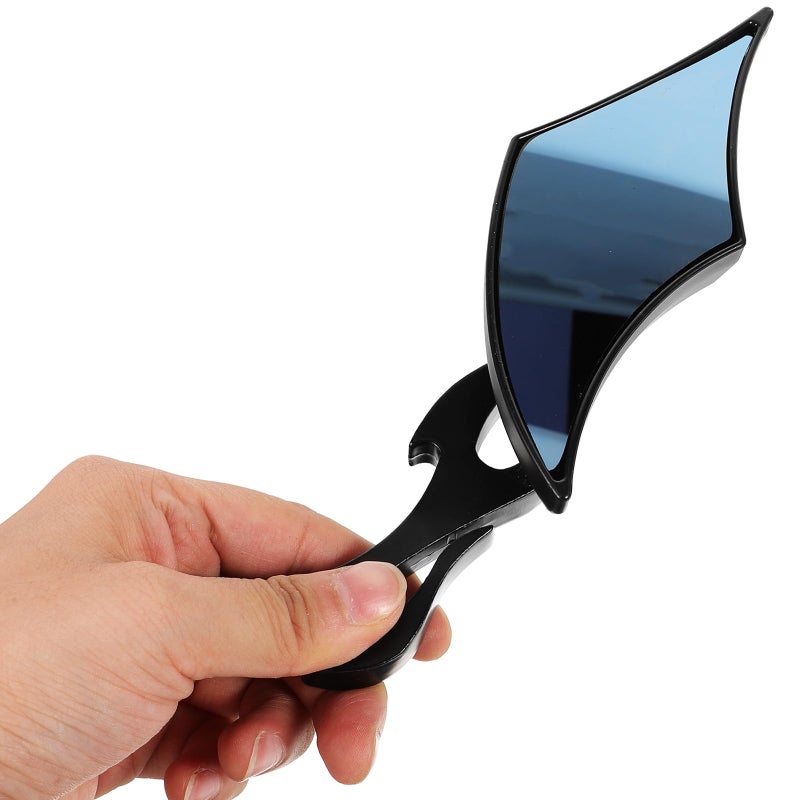Universal Fit Black Frame Blue Glass Motorcycle Handlebar Rearview Mirrors 2 Pack - Image 5