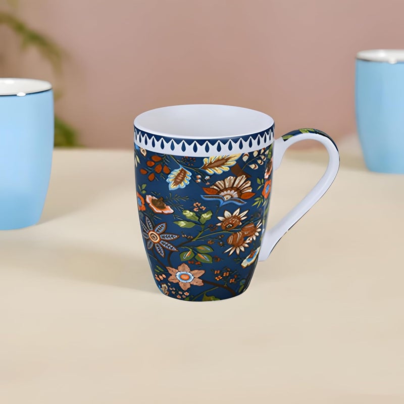 Lemon Tree Porcelain Ceramic TeaCoffee Mugs 170ml Set of 6 Microwave Dishwasher Safe Mugs with Handle for Milk Ideal for Daily Use Gifting Dark Blue - Image 3