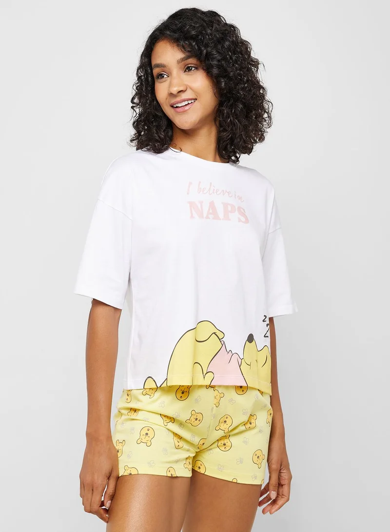 Disney Crew Neck Graphic T-Shirt & Pyjama Shorts