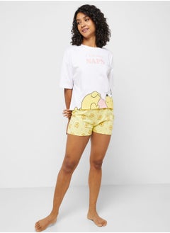 Crew Neck Graphic T-Shirt & Pyjama Shorts