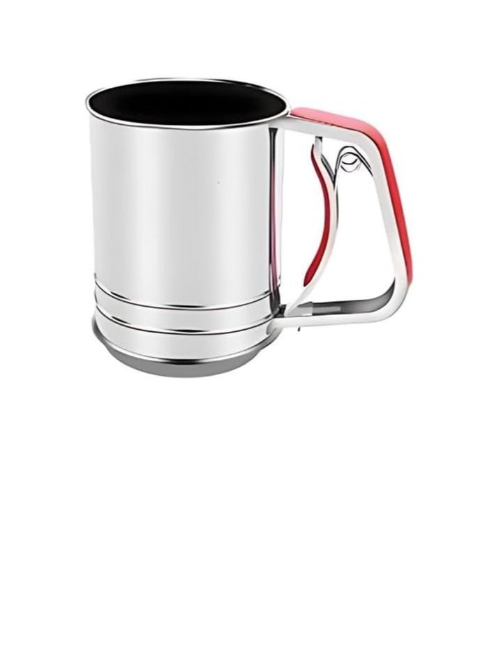 Stainless Steel 3 Sieve Cup Flour Sifter for Baking with Silicone Handle - Image 1