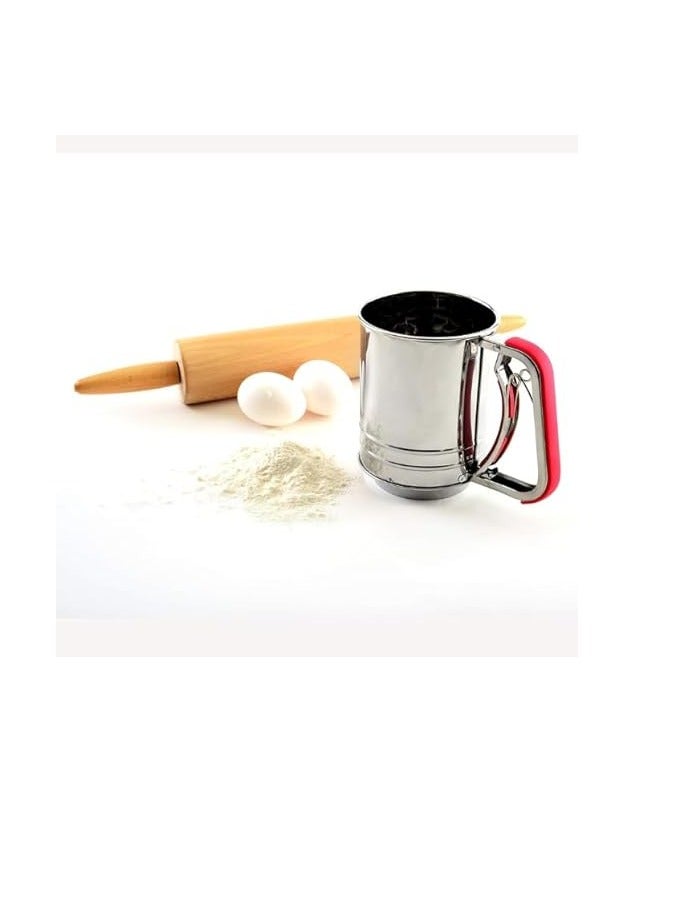 Stainless Steel 3 Sieve Cup Flour Sifter for Baking with Silicone Handle - Image 2