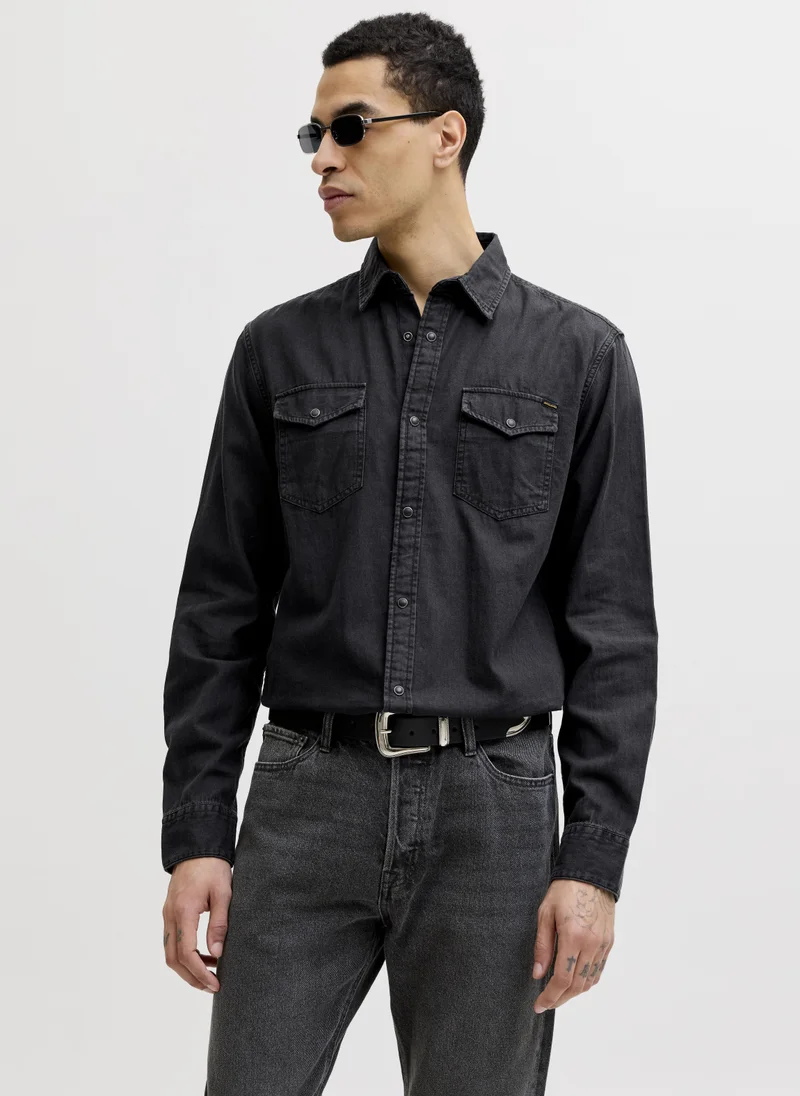 JACK & JONES Denim Dual Pocket Long Sleeve Shirt