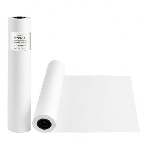 YRYM HT White Kraft Butcher Paper Roll -18 inch x 2100 inch (176 ft) Food Grade White Wrapping Paper for Meats of All Varieties - Unbleached Unwaxed and Uncoated Butcher Paper for Sublimation - Image 1