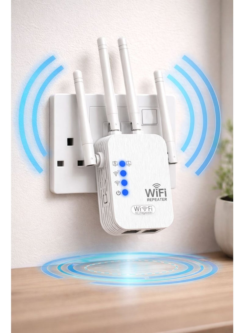 XVersion WiFi Extender Signal Booster for Home | Dual Band 2.4GHz & 5GHz | Up to 9000 sq.ft Coverage | Wireless WiFi Repeater with Ethernet Port |  Compatible - Image 1