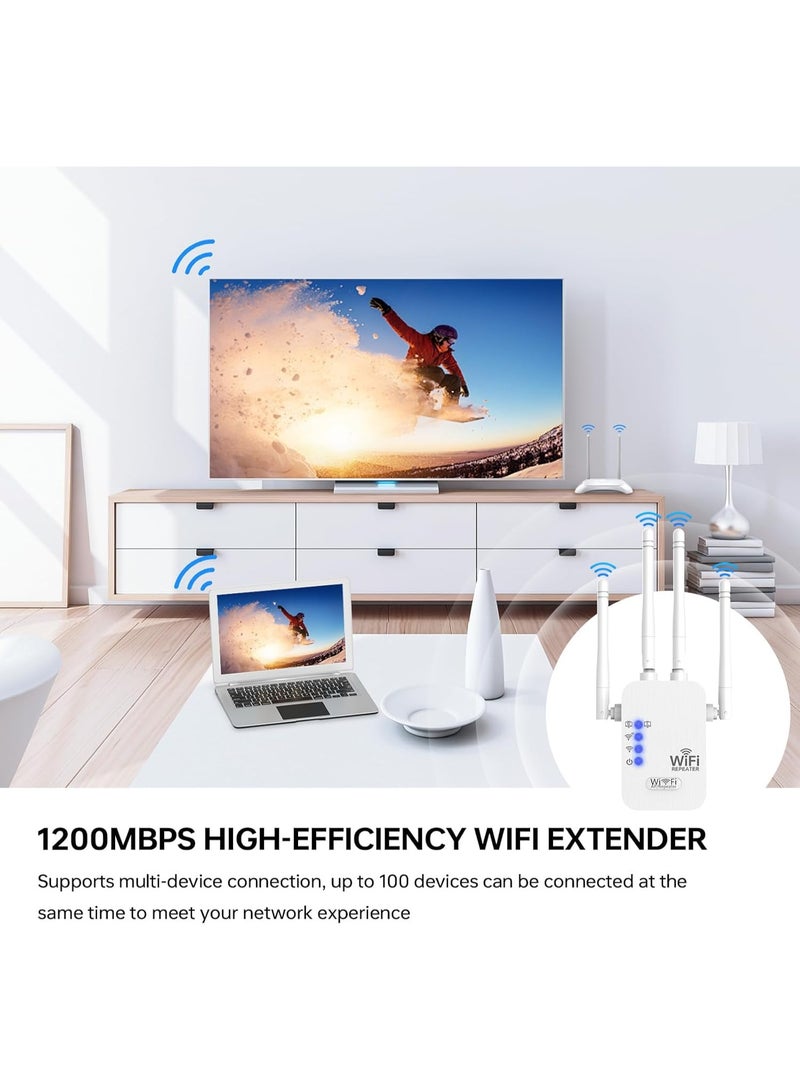 XVersion WiFi Extender Signal Booster for Home | Dual Band 2.4GHz & 5GHz | Up to 9000 sq.ft Coverage | Wireless WiFi Repeater with Ethernet Port |  Compatible - Image 2