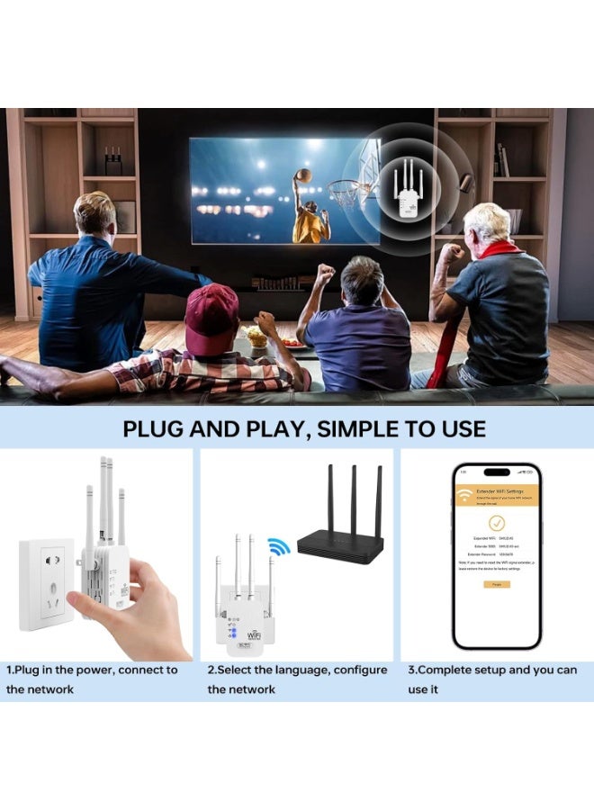 XVersion WiFi Extender Signal Booster for Home | Dual Band 2.4GHz & 5GHz | Up to 9000 sq.ft Coverage | Wireless WiFi Repeater with Ethernet Port |  Compatible - Image 4