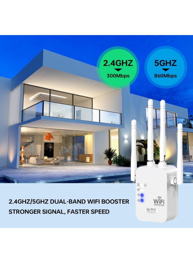 XVersion WiFi Extender Signal Booster for Home | Dual Band 2.4GHz & 5GHz | Up to 9000 sq.ft Coverage | Wireless WiFi Repeater with Ethernet Port |  Compatible - Image 5