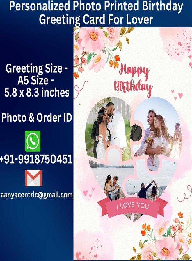 AanyaCentric Customized 4 Personalized Photos Birthday A4 Size Greeting Card for Husband Wife Boyfriend Girlfriend Lover Love - Image 2