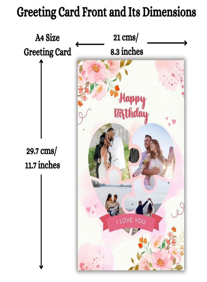 AanyaCentric Customized 4 Personalized Photos Birthday A4 Size Greeting Card for Husband Wife Boyfriend Girlfriend Lover Love - Image 4