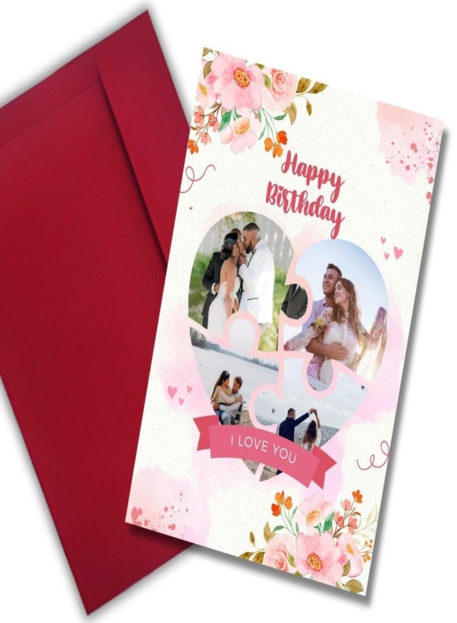 AanyaCentric Customized 4 Personalized Photos Birthday A4 Size Greeting Card for Husband Wife Boyfriend Girlfriend Lover Love - Image 1